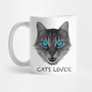 Gray Cat 3D with Blue Eyes Gift for Cats Lover Mug